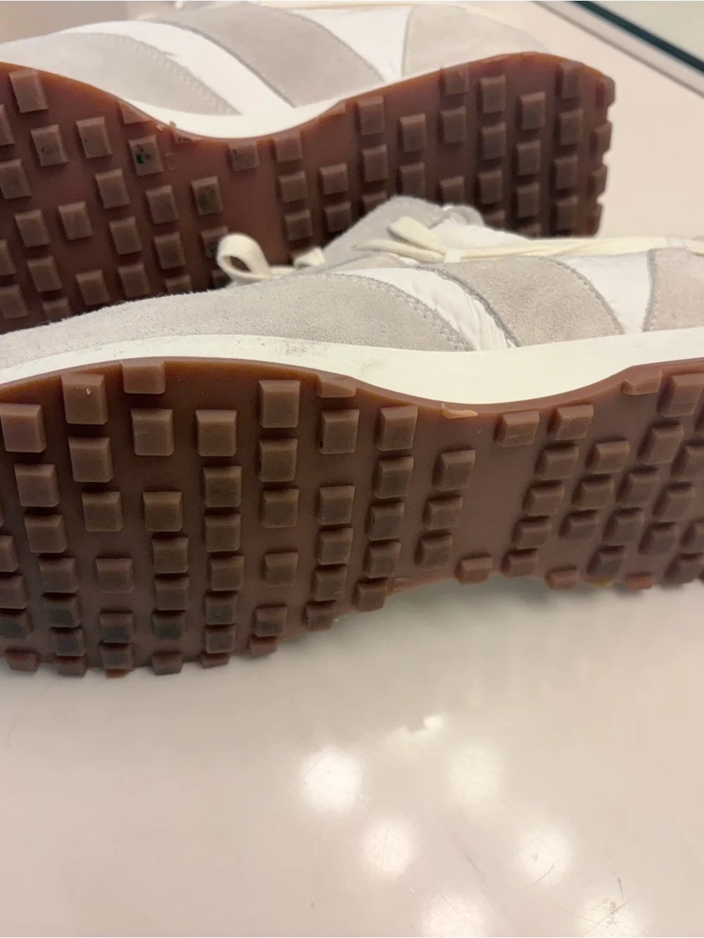 Rhude Men’s Light Gray & Cream Suede Nylon Sneakers